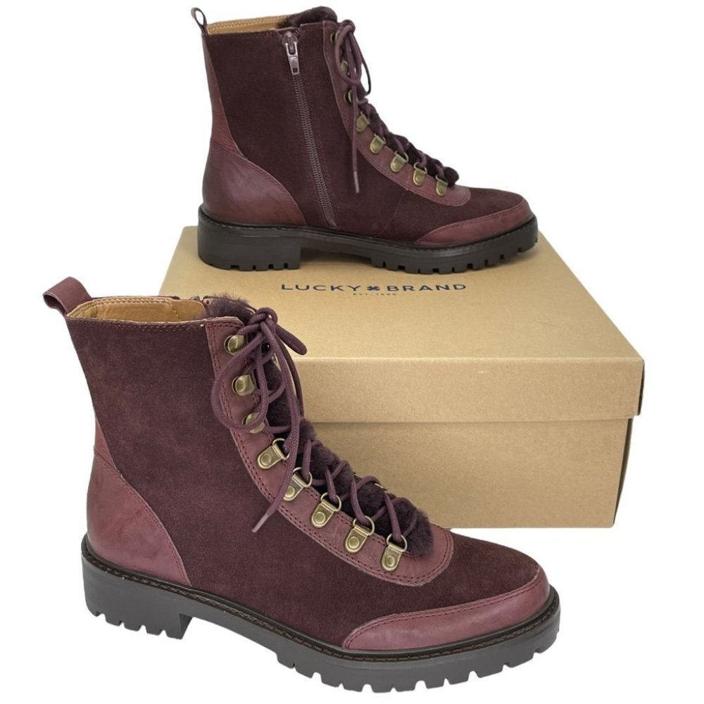 Lucky Brand Ilianna Raisin Leather Womens Ankle Boots Size 6.5M - Picture 13 of 15